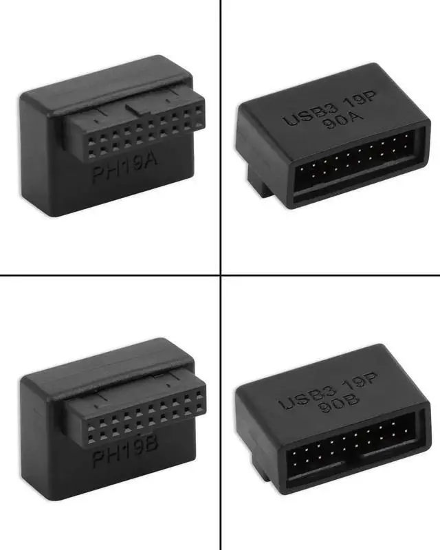 Alt view image 6 of 7 - JAENFONG  2-Pack 90 Degree Up & Down Angle USB 3.0 Motherboard Adapter, L Turn 19Pin/20Pin Male to Female Extension Adapter, Socket for Desktop PC Motherboard Internal Connector