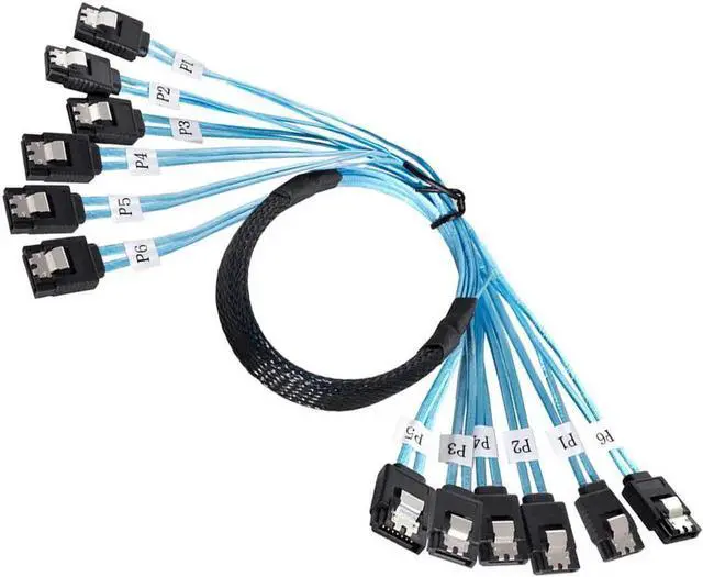 Main image of JAENFONG SAS 6 SATA 7Pin Male Internal Host to 6 SATA 7pin Male Target Hard Disk 6Gbps Data Server Raid Cable 100cm