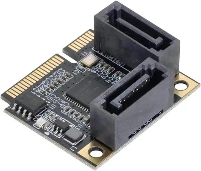 Alt view image 3 of 6 - JAENFONG Mini PCIe to 2 Ports SATA III Adapter Converter,Low Profile Dual SATA Mini PCI Express Half Size Extension Controller Card for SATA 3.0 Hard Drive, 6Gpbs SSD,DVD ROM- with Full Size Bracket