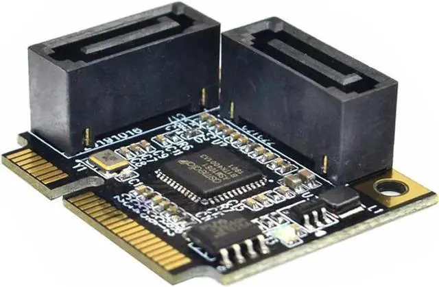 Alt view image 4 of 6 - JAENFONG Mini PCIe to 2 Ports SATA III Adapter Converter,Low Profile Dual SATA Mini PCI Express Half Size Extension Controller Card for SATA 3.0 Hard Drive, 6Gpbs SSD,DVD ROM- with Full Size Bracket