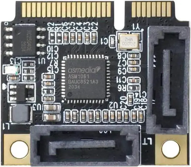Alt view image 2 of 6 - JAENFONG Mini PCIe to 2 Ports SATA III Adapter Converter,Low Profile Dual SATA Mini PCI Express Half Size Extension Controller Card for SATA 3.0 Hard Drive, 6Gpbs SSD,DVD ROM- with Full Size Bracket