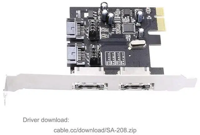 Alt view image 7 of 7 - JAENFONG PCIe X1 to 2 SATA 3.0 2 eSATA PCIE SATA3 6Gbps PCIe Expansion Card Adapter