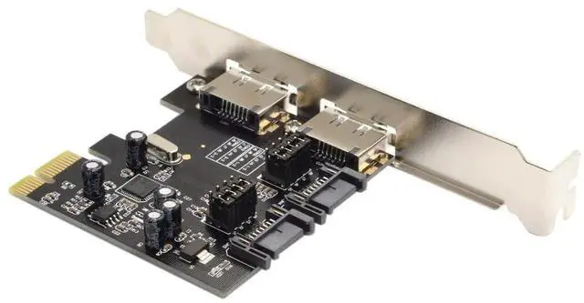 Alt view image 5 of 7 - JAENFONG PCIe X1 to 2 SATA 3.0 2 eSATA PCIE SATA3 6Gbps PCIe Expansion Card Adapter