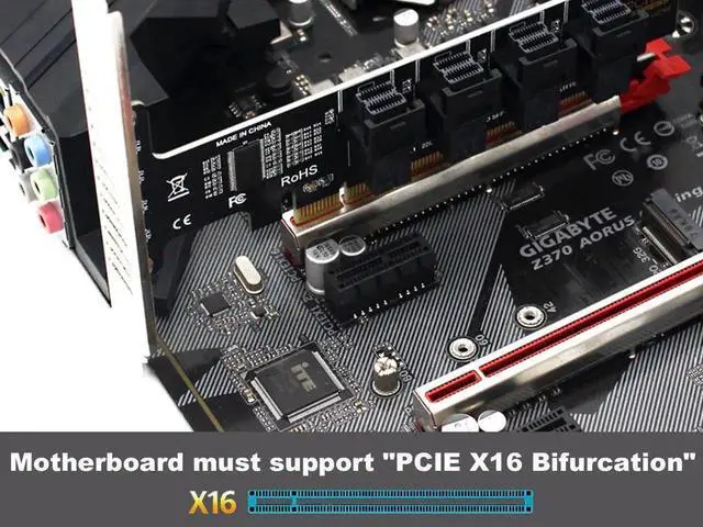 Alt view image 7 of 7 - JAENFONG Quad U.2 NVME SSD to PCIe 4.0/3.0 x16 Expansion Card,4-Drive U.2 SSD 32Gbps Card with LED Indicator,PCIe x16 to SFF-8643 for SFF-8639 U.2 HDD with Full Profule and Low Profile PCI Brackets