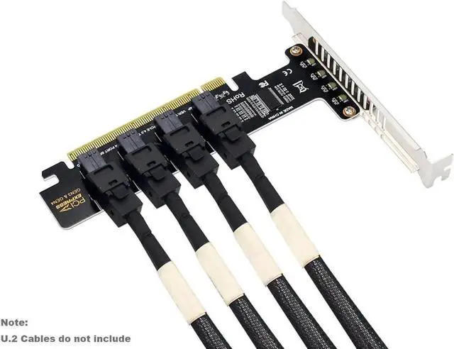 Alt view image 3 of 7 - JAENFONG Quad U.2 NVME SSD to PCIe 4.0/3.0 x16 Expansion Card,4-Drive U.2 SSD 32Gbps Card with LED Indicator,PCIe x16 to SFF-8643 for SFF-8639 U.2 HDD with Full Profule and Low Profile PCI Brackets