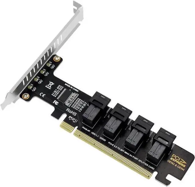 Main image of JAENFONG Quad U.2 NVME SSD to PCIe 4.0/3.0 x16 Expansion Card,4-Drive U.2 SSD 32Gbps Card with LED Indicator,PCIe x16 to SFF-8643 for SFF-8639 U.2 HDD with Full Profule and Low Profile PCI Brackets