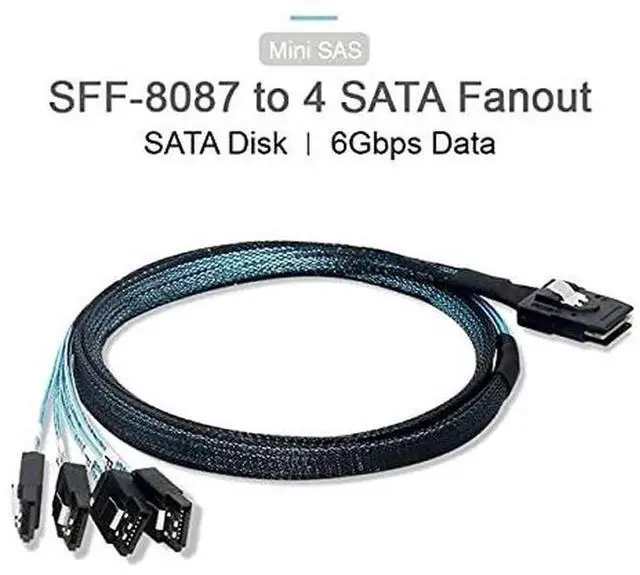 Alt view image 7 of 7 - JAENFONG Internal Mini SAS SFF-8087Host to 4 SATA 7pin Target Hard Disk 6Gbps Data Server Raid Cable 100cm