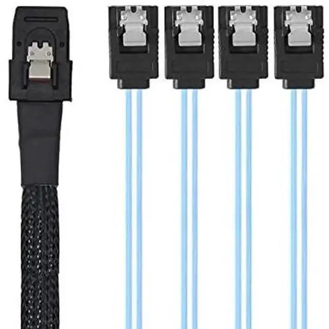 Alt view image 4 of 7 - JAENFONG Internal Mini SAS SFF-8087Host to 4 SATA 7pin Target Hard Disk 6Gbps Data Server Raid Cable 100cm