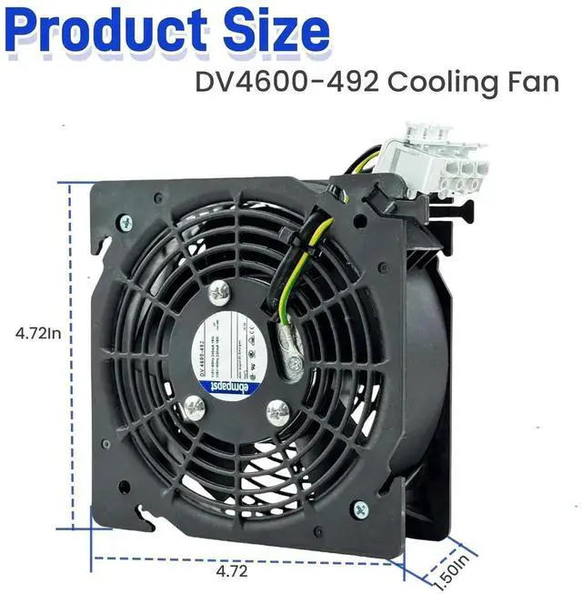 Alt view image 5 of 7 - JAENFONG  DV4600-492 Cabinet Compact Cooling Fan 115V 18/19W 220/240mA 12CM 120×120×38mm 3100RPM 2-Wire Axial Flow Fan for Rittal Cabinet