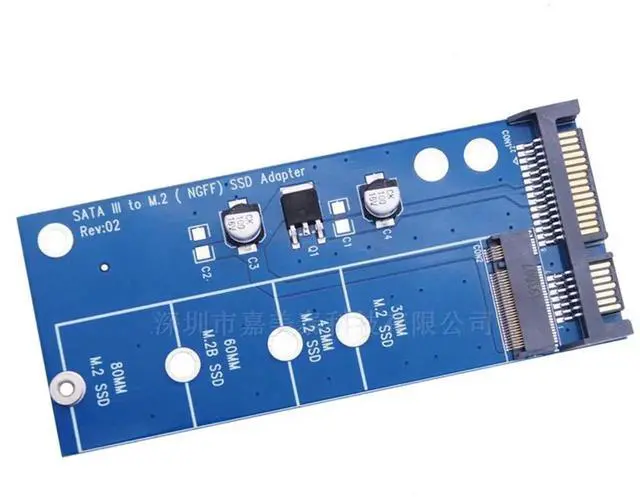 Alt view image 4 of 5 - JAENFONG M2 NGFF SSD SATA3 SSDs to 2.5" SATA Expansion Card Adapter M.2 2.5 inch NGFF SSD to SATA3 Convert Card Blue Edition Adapter Card