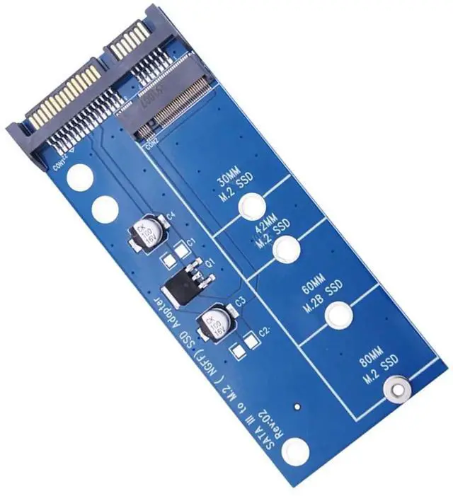 Alt view image 2 of 5 - JAENFONG M2 NGFF SSD SATA3 SSDs to 2.5" SATA Expansion Card Adapter M.2 2.5 inch NGFF SSD to SATA3 Convert Card Blue Edition Adapter Card