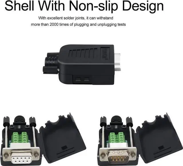 Alt view image 3 of 6 - JAENFONG DB9 Breakout Connector to Wiring Terminal RS232 D-SUB Male Serial Adapters Port Breakout Board Solder-Free Module with case(10 PCS Female Adapter White)