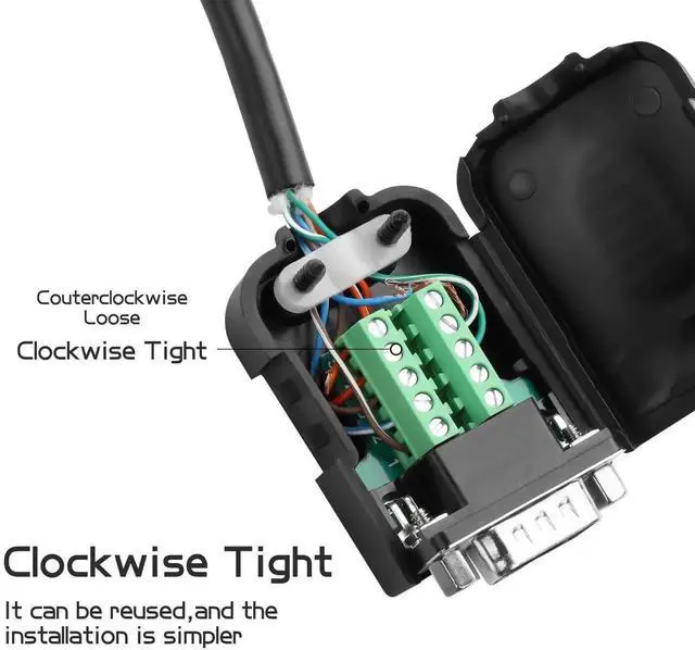 Alt view image 5 of 7 - JAENFONG  1 Pair DB9 Breakout Connector RS232 D-SUB 9-Pin Port Male+Female Serial Solderless Adapter Terminal Connector Signal Module with case (B, Nuts)