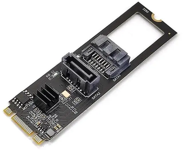 Main image of JAENFONG M.2 NGFF Key B+M 1 to 2 SATA 3.0 6Gbps Hard Drive Mainboard Header Port Extension Card Adapter JMB582 2280mm