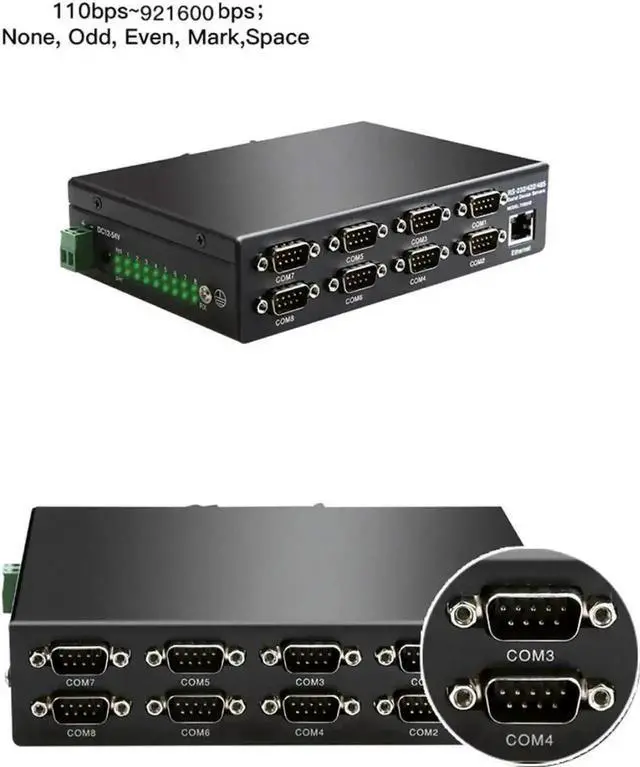 Alt view image 7 of 7 - JAENFONG 8 Ports RS232 RS485 RS422 to Ethernet TCP/IP Converter Multiple Serial Device Server Switch Modbus Gateway