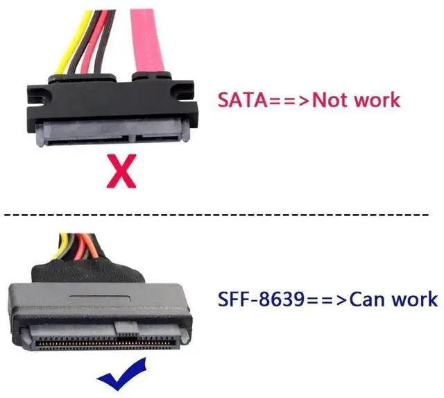 Alt view image 5 of 7 - JAENFONG PCIe 4.0 SFF-8643 to SFF-8639 Cable with SATA Power for U.2 SFF-8639 NVME SSD Motherboard Internal Expansion 1.64FT/0.5M