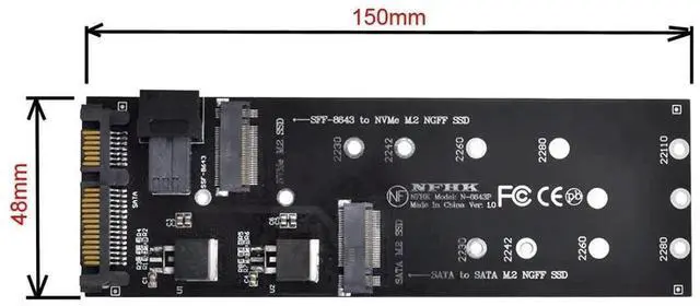 Alt view image 4 of 7 - JAENFONG M.2 NGFF to SATA NVME PCIe SSD to SFF-8643 Expansion Card Adapter for Mainboard