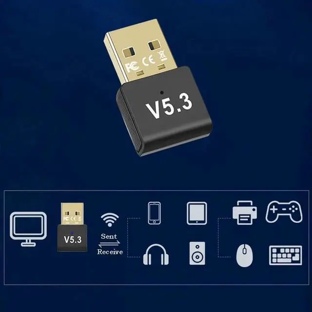 Alt view image 2 of 6 - With Bluetooth Dongle BT5.3 Computer USB External Adapter Wireless Connect Earphone Speaker Mouse Game Grip Printer Mobile Phone