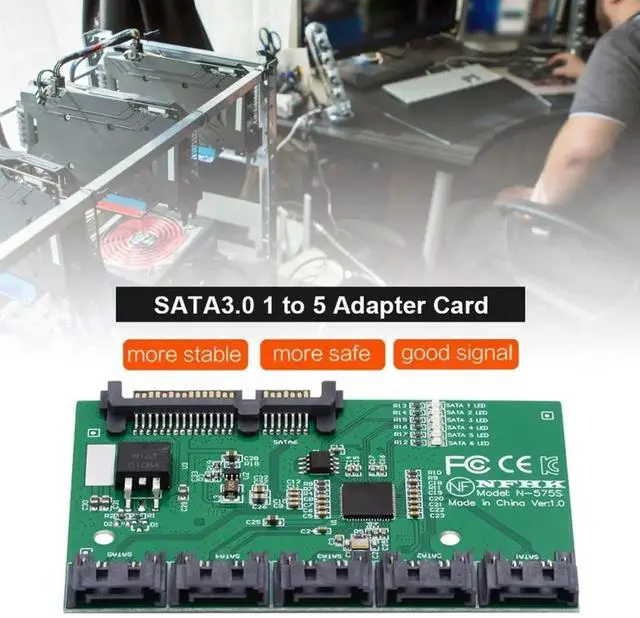 Alt view image 4 of 6 - JAENFONG SATA 3.0 Splitter - 1 to 5 Ports Adapter, HUB Converter, PM Multiplier, Port Selector JMB575