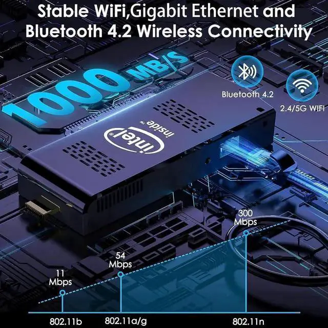 Alt view image 7 of 7 - JAENFONG  PC Stick Windows 11 Pro,Mini PC Stick Intel Celeron N4020(Up to 2.8GHz),Portable Computer 8GB DDR4 256GB SSD Support M.2 SATA 3,Gigabit Ethernet,WiFi,BT 4.2,USB 3.0