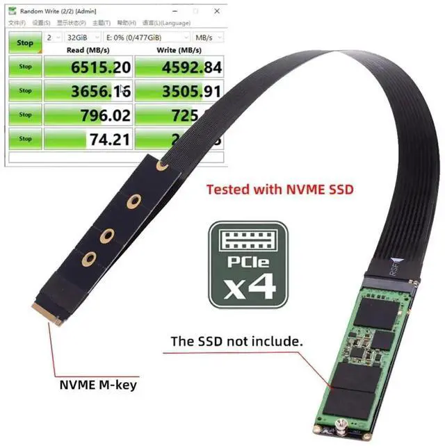 Alt view image 5 of 7 - JAENFONG PCIe 3.0/4.0 M.2 NVME/NGFF SSD Ribbon Flex Extension Cable 30cm Supports 2230/2242/2260/2280 M.2 NGFF NVME SSD