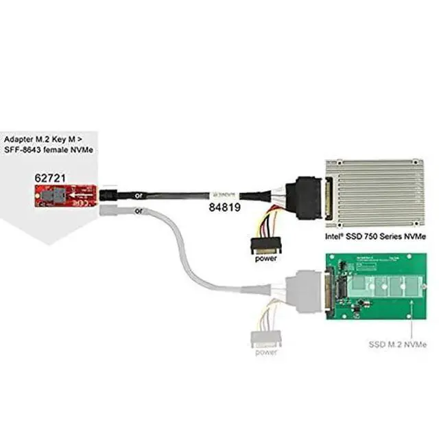 Alt view image 3 of 7 - JAENFONG  U.2 U2 SFF-8639 NVME PCIe SSD Cable for Mainboard Intel SSD 750 p3600 p3700 M.2 SFF-8643 Mini SAS HD 50cm