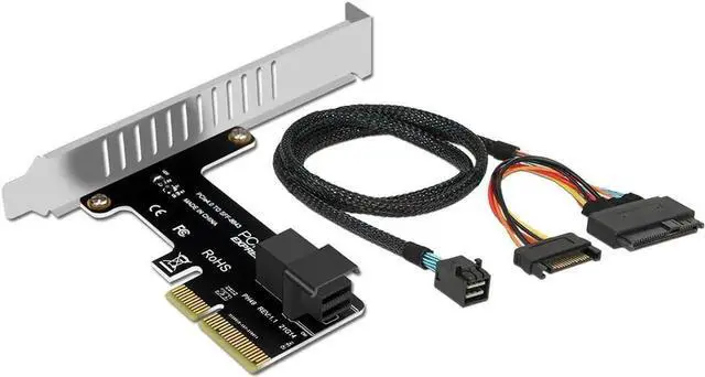 Main image of JAENFONG PCIe X4 to U.2 NVMe SSD Adapter,PCI Express to Mini SAS SFF-8643 Expansion Card w/ SFF8643 to SFF-8639 PCIe SSD Adapter Cable for Mainboard Intel SSD 750 p3600 p3700 - 1.64FT