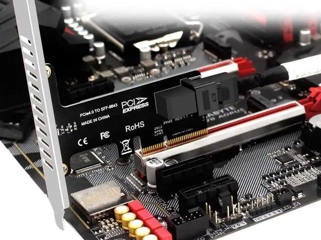 Alt view image 5 of 6 - JAENFONG PCIe X4 to U.2 NVMe SSD Adapter,PCI Express to Mini SAS SFF-8643 Expansion Card w/ SFF8643 to SFF-8639 PCIe SSD Adapter Cable for Mainboard Intel SSD 750 p3600 p3700 - 1.64FT