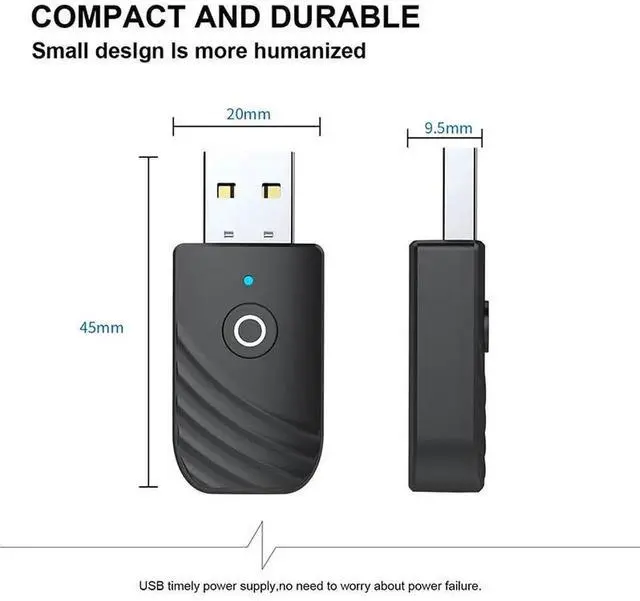Alt view image 4 of 6 - Bluetooth-compatible Dongle 3 in 1 BT5.0 USB Adapter Stereo Audio Transmitter Receiver for TV Computer Car Earphone Headset