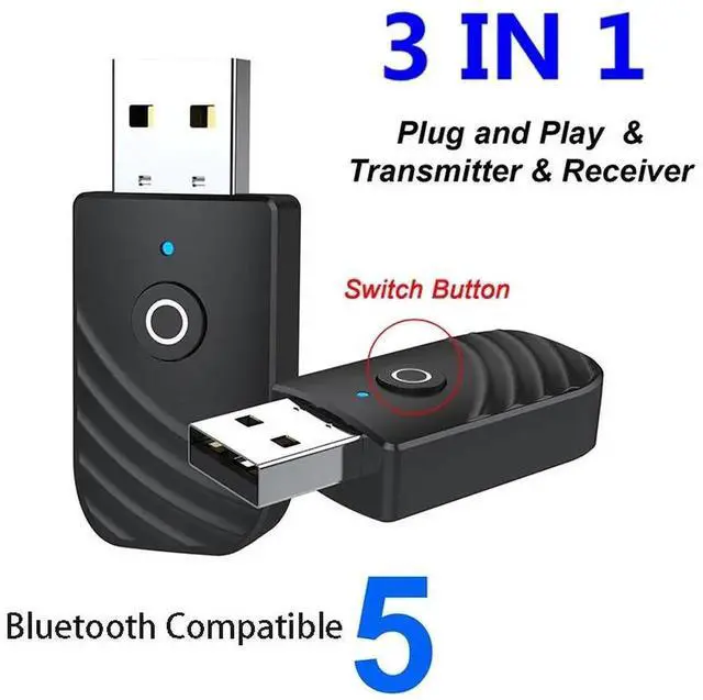 Main image of Bluetooth-compatible Dongle 3 in 1 BT5.0 USB Adapter Stereo Audio Transmitter Receiver for TV Computer Car Earphone Headset