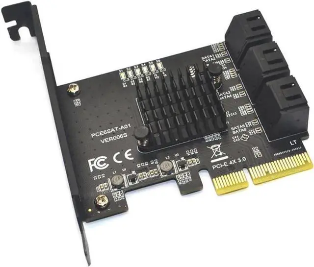Alt view image 5 of 7 - JAENFONG PCIe 4x to SATA Card 6 Ports, 6 Gbps SATA 3.0 PCI-e Card,PCI Express to SATA Controller Expansion Card, SATAIII Non-Raid,with Full Profile & Low Profile Bracket (ASMedia ASM1166 Chipset)