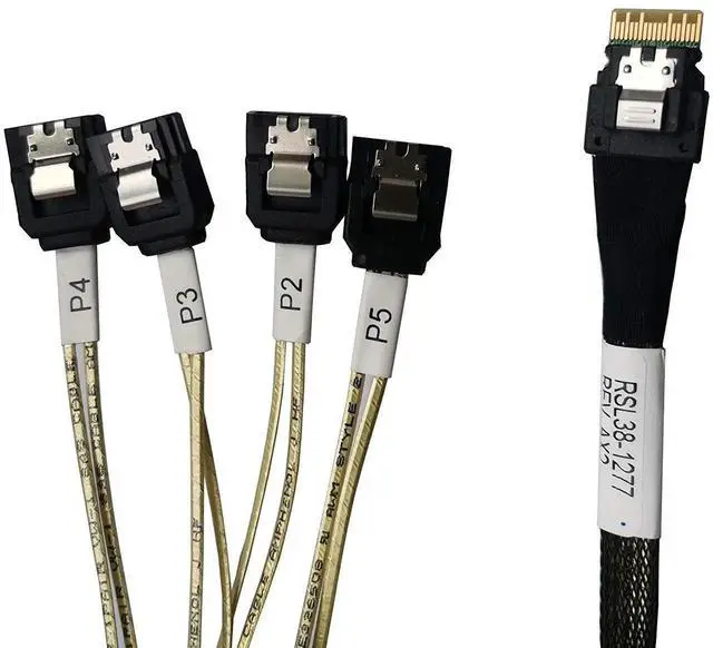 Alt view image 2 of 2 - JAENFONG 4X to 4*SATA- 38pin to 4x(7pin) Cable, 100CM