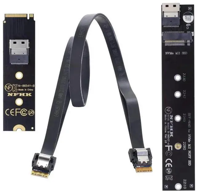 Alt view image 7 of 7 - JAENFONG NGFF M-Key NVME Male to Female Extension Cable 40cm with SFF-8654 Connector for Mainboard SSD 2280/22110