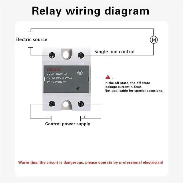 Alt view image 2 of 6 - CDG1-1DA Solid State Relay 10A 15A 20A 25A 30A 40A 60A 75A 80A Single Phase DC Control AC No Contact(CDG1-1DA 15A)