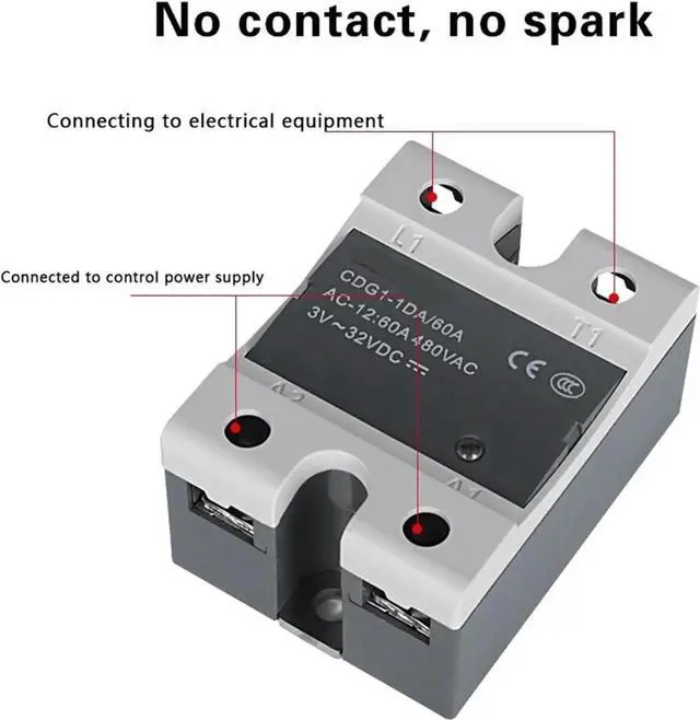 Alt view image 4 of 6 - CDG1-1DA Solid State Relay 10A 15A 20A 25A 30A 40A 60A 75A 80A Single Phase DC Control AC No Contact(CDG1-1DA 15A)