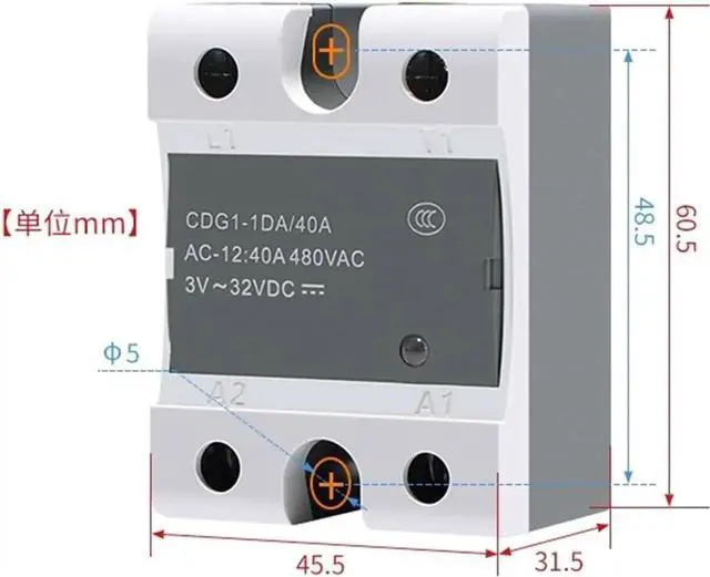 Alt view image 5 of 6 - CDG1-1DA Solid State Relay 10A 15A 20A 25A 30A 40A 60A 75A 80A Single Phase DC Control AC No Contact(CDG1-1DA 15A)