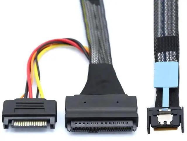 Main image of JAENFONG Cable MCIO 4X Mini Cool Edge IO to U.2 SFF-8639 NVME PCIe PCI-Express Cord for Mainboard SSD 50cm