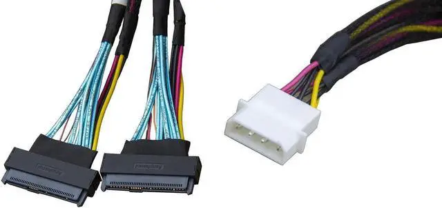Alt view image 3 of 3 - JAENFONG x8 to 2*. Adapter,-- 74Pin to 2*- 68Pin Cable with Power,PCIe 4.0 Mini Cooledge IO Cable 80CM