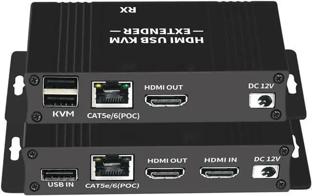 Main image of HDMI KVM USB Extender 1080P 60Hz, HDMI KVM USB Extender Over Cat5/6 Ethernet Cable Signal Extension to 196FT/60M Support USB Keyboard Mouse Plug & Play (Transmitter and Receiver)