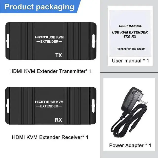 Alt view image 6 of 7 - HDMI KVM USB Extender 1080P 60Hz, HDMI KVM USB Extender Over Cat5/6 Ethernet Cable Signal Extension to 196FT/60M Support USB Keyboard Mouse Plug & Play (Transmitter and Receiver)
