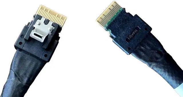 Alt view image 3 of 5 - JAENFONG x8 to 2*x4, --74Pin to 2*- 38Pin,PCIe Gen5 Mini Cooledge IODouble Straight Cable 80CM