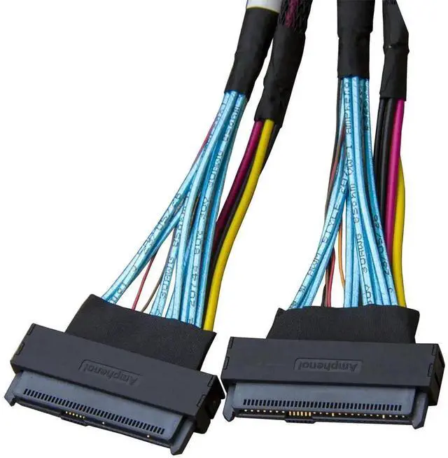 Alt view image 4 of 4 - JAENFONG PCIe 5.0 x8 to 2*. Adapter,-- 74Pin to 2*- 68Pin Cable with Power, Mini Cooledge IO Cable 80CM