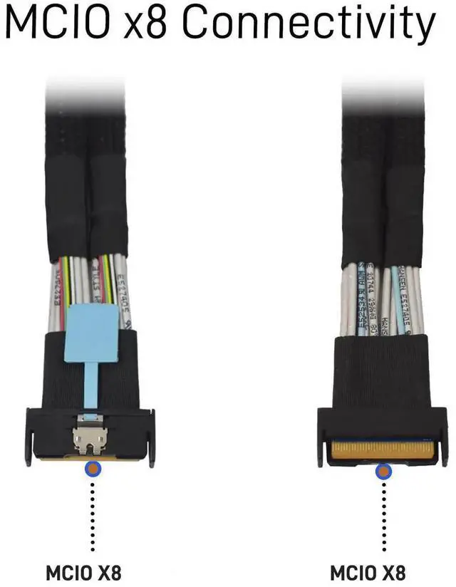 Alt view image 4 of 6 - JAENFONG PCIe 5.0 MCIO x8 to 2 x SFF-8639 Cable for U.2 NVMe SSD with 15Pin Power, 1.3feet (40 cm)