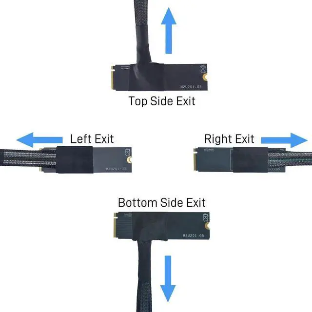 Alt view image 2 of 5 - JAENFONG PCIe 5.0 M.2 to U.2 Adapter, M.2 to SFF-8639 U.2 NVMe SSD Cable with 15Pin Power, Right Exit, 1.6ft (50cm)