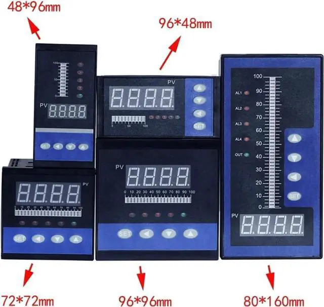 Alt view image 4 of 6 - 4-20mA DC Input Water Liquid Level Pressure Controller with 4 Ways Relay and DC24V Voltage Output Water Liquid Level Meter(48x96mm)