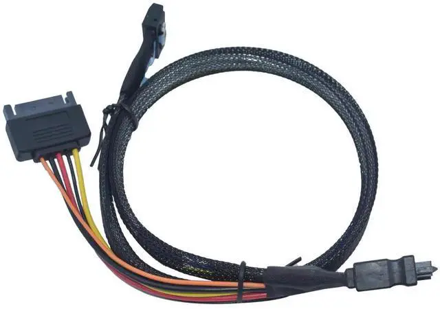 Alt view image 5 of 5 - JAENFONG PCIe 5.0 MCIO x4 to U.2 SFF-8639 Cable for NVMe SSD with 15Pin Power, 3.3ft (100cm)