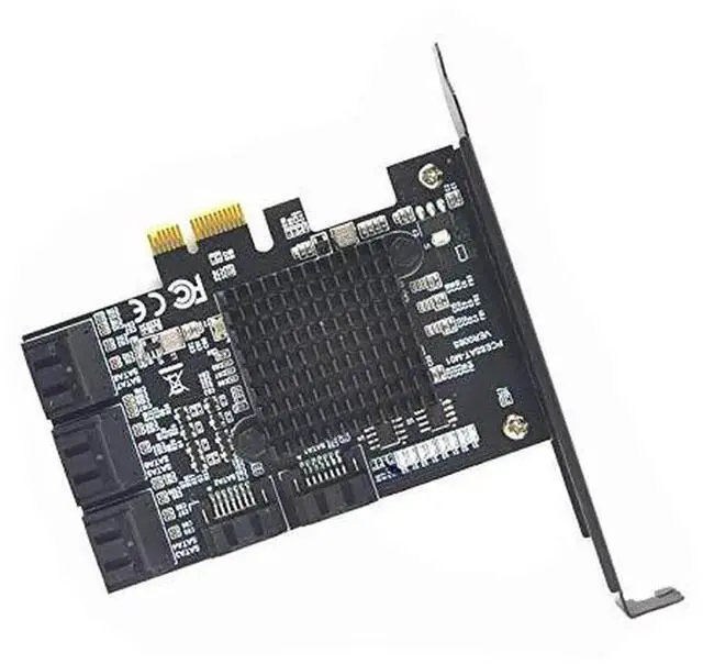 Alt view image 5 of 6 - JAENFONG 8 Ports SATA 3.0 to PCIe Expansion Card Adapter Converter with 6 SATA Cables Low Profile Bracket Boot As System Disk for Marvell 88SE9215 Chip with Heat Sink HDD (6*Black 90 °Cable)