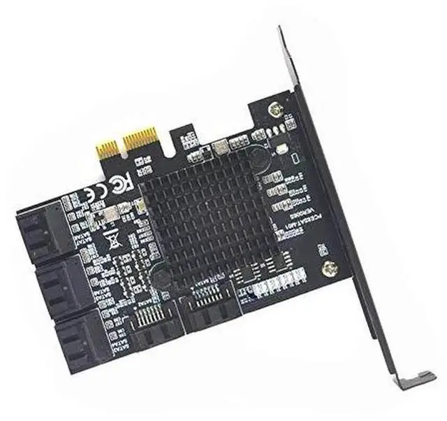 Alt view image 4 of 5 - JAENFONG 8 Ports SATA 3.0 to PCIe Expansion Card Adapter Converter with 6 SATA Cables Low Profile Bracket Boot As System Disk for Marvell 88SE9215 Chip with Heat Sink HDD (Only Card)