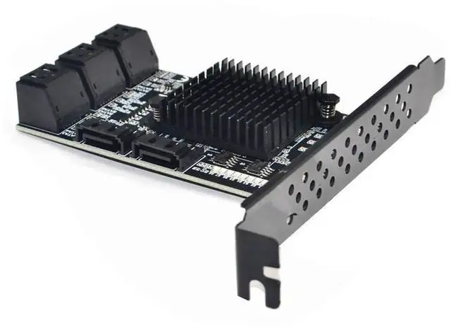 Alt view image 2 of 5 - JAENFONG 8 Ports SATA 3.0 to PCIe Expansion Card Adapter Converter with 6 SATA Cables Low Profile Bracket Boot As System Disk for Marvell 88SE9215 Chip with Heat Sink HDD (Only Card)