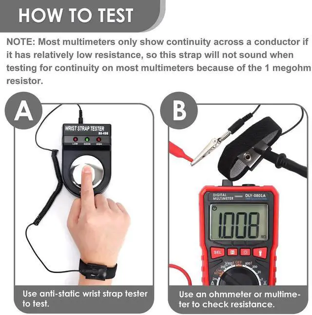 Alt view image 6 of 7 - JAENFONG Anti Static Wrist Strap, 11" Antistatic Wrist Band Grounding Bracelet ESD Wrist Strap Adjustable wristband with Alligator Clip, Extra Long Cord for PC Computer Building Electronics Repair